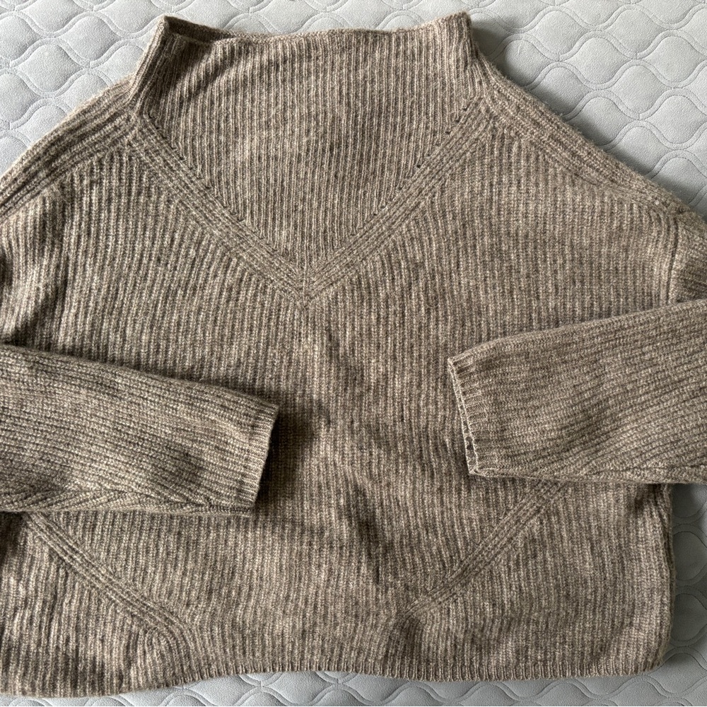 Anthropologie The Enza Ribbed Cashmere Mock Neck Sweater